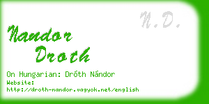 nandor droth business card